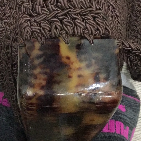 Carrie Forbes Brown Macrame Crochet Woven Tortoise Shell Backpack - Picture 8 of 12